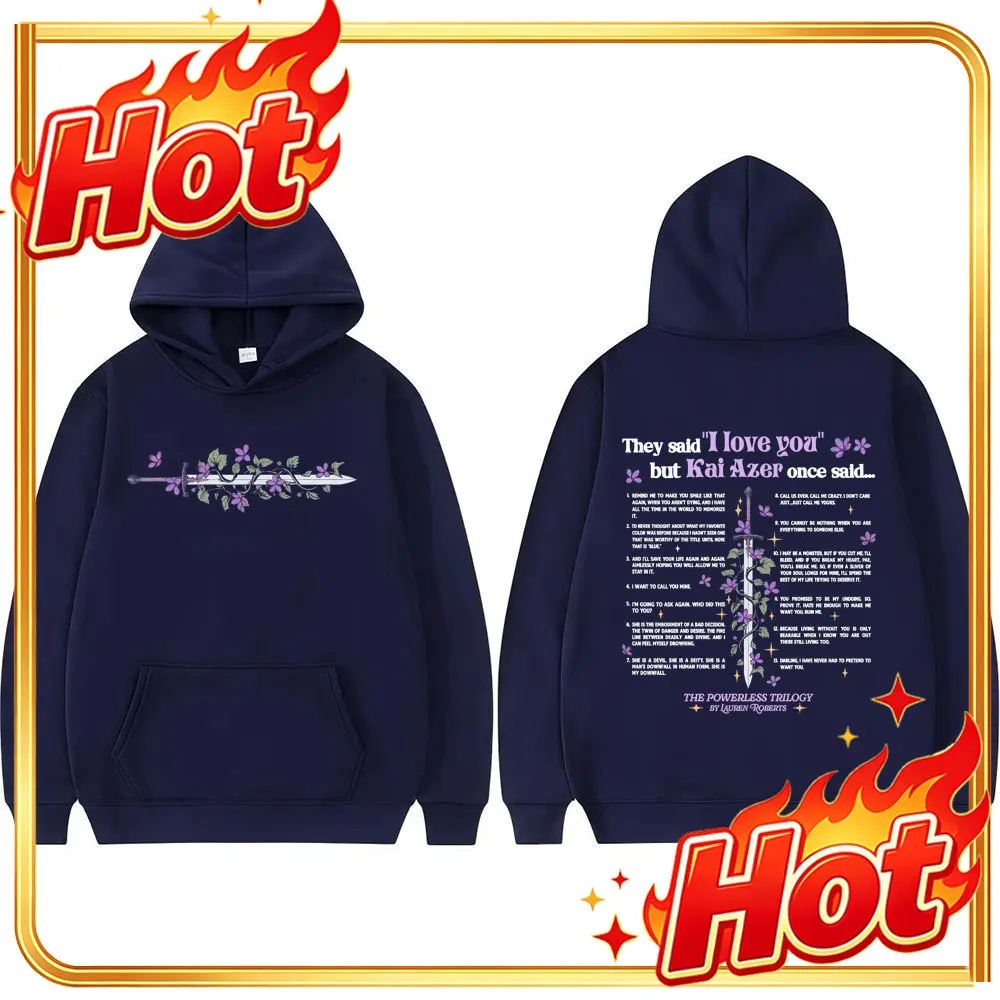 Kai Azer I Love You in Powerless Graphic Sweatshirts Men Women Vintage Hip Hop Classic Hoodie Hot Sale Oversized Hipster Hoodies