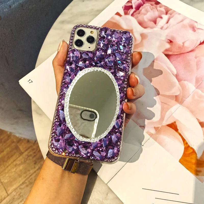 Hot Purple Collection custodia in cristallo Bling per iPhone 13 11 12 14 15 Pro Max Mini XR XS X 8 7 Plus copri zucca bottiglia di profumo