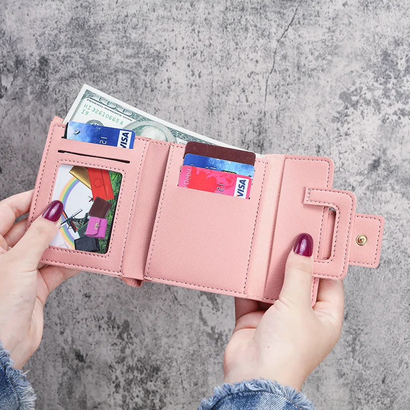 محفظة نسائية بلون الحلوى، قلادة طالب لطيفة، محفظة قصيرة، محفظة عصرية صغيرة، محفظة للعملات المعدنية، حقيبة بطاقات للسيدات