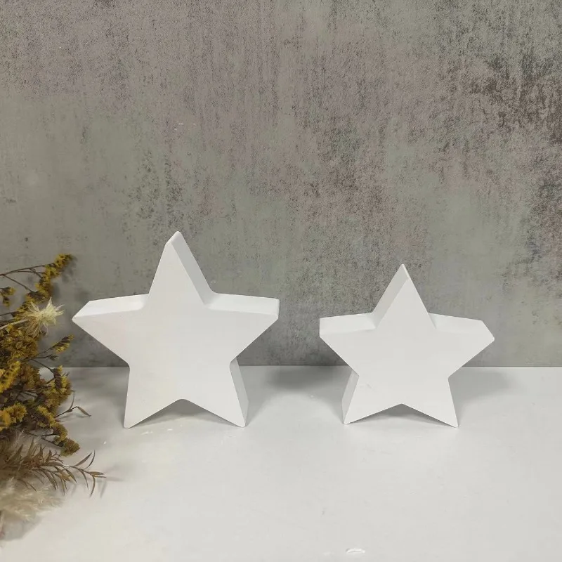 Resin Molds Pentagram Star Candle Star Gypsum Ornament Plaster Mold Resin Casting Silicone Molds for Table Home Decoration