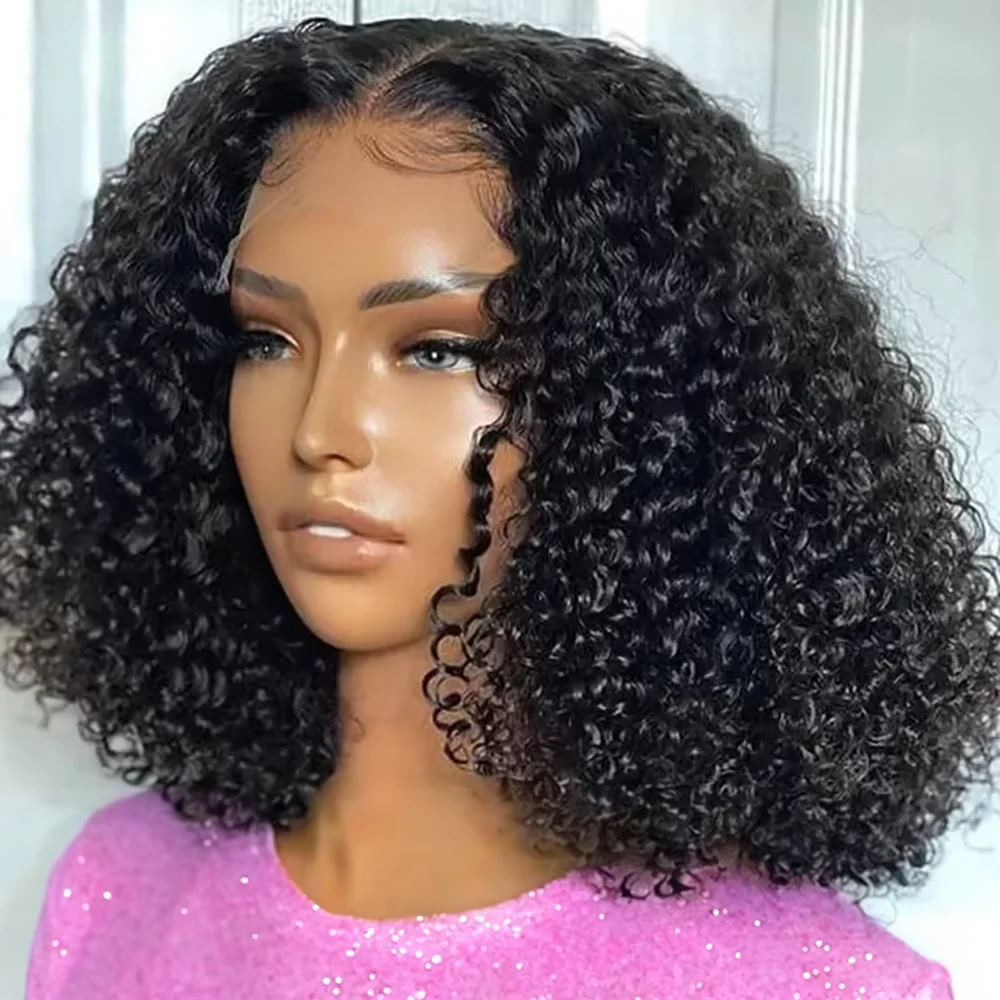 Perruque Bob Brésilienne Bouclée pour Femme, Cheveux Naturels Ondulés, Perruques Bouclées , 13x4 Deep Wave Lace Frontal Wig, Water Wave Perruques Cheveux Humains, 5x1 13x1 Short Bob T Part Perruque,