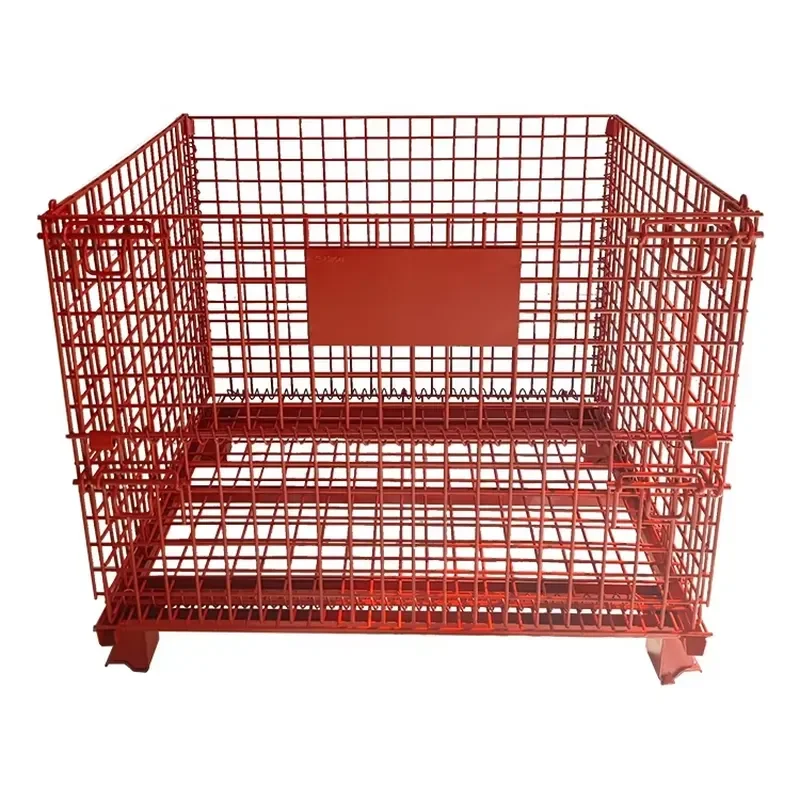 800kgs Loading Capacity Folding Metal Wire Pallet Cage Powder Coating Finish Rust Resistant Medium Duty Wire Mesh Storage