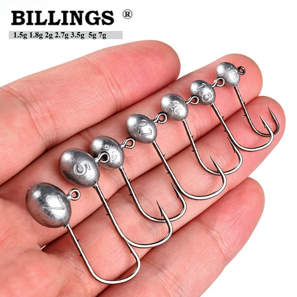 BILLINGS 1pcMicro Bottom Fishing Hook Jig Head Hook Reinforced Die-Cast Fishing Hook Anti-Slip Small Fishing Hook for Soft Baits