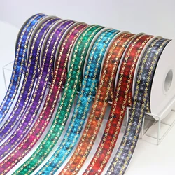 1'' 25mm Gold Foil Poker Spade Heart Diamond Club Printed Polyester Satin Ribbon For Gift Packaging DIY Sewing Accessories