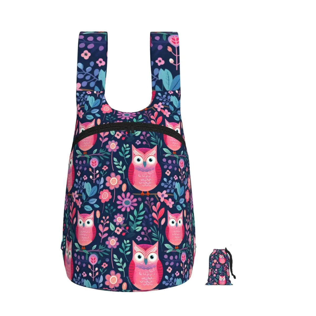 

Pink Moody Owl Floral Pattern Backpack Student Storage BookBag Kids School Bag Computer Shoulder Bags for Men Women