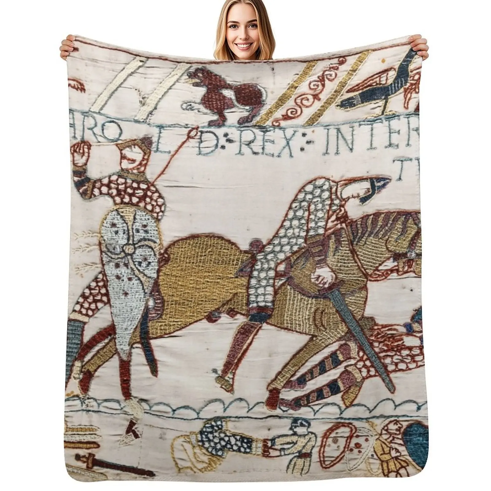 

THE BAYEUX TAPESTRY ,The Death of King Harold at Battle of Hastings. Throw Blanket Luxury Thicken Travel Hairy Blanket