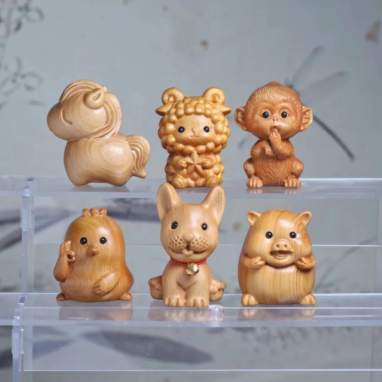 Cliff Cypress Wood Carving 12 Zodiac Office Accessories Mini Cute Wooden Snake Rabbit Animal Home Decoration Birthday Gifts