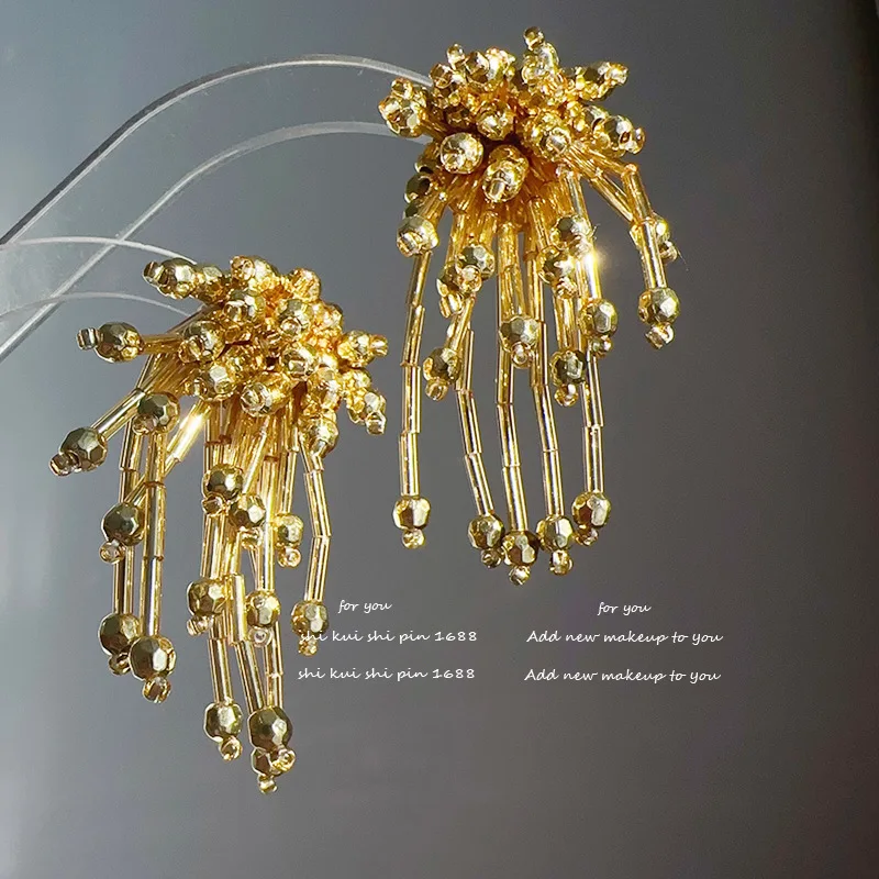 New Arrival Vintage Elegant Handmade Beaded Crystal Dangle Earrings For Women Fashion Sweet Jewelry Accessories