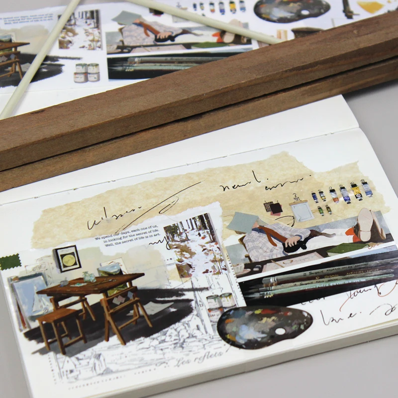 ワイルドアーティストライトヴィンテージアート風景和紙ペットテープムードステッカープランナー用