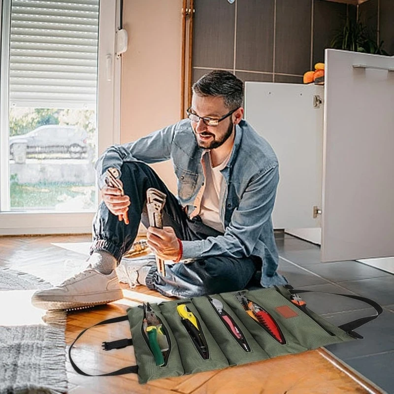 حقيبة أدوات قابلة للطي شديدة التحمل - منظم أدوات متعدد الأدوات من قماش أكسفورد لتخزين المرآب الكل في واحد للميكانيكا/الكهربائيين/النجارين