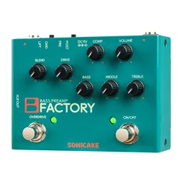 SONICAKE B Factory Analog Bass Preamp, comp and Overdrive Guitar Bass Pedal QDS-05