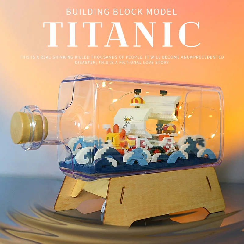 Dropshipping Plastic Diamond Building Block DIY Drift Bottle Ship Models Toys Mini RMS Titanic THOUSAND SUNNY Educational