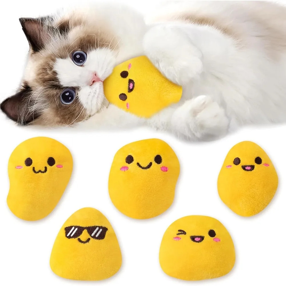Juguetes de hierba gatera, regalos, lindos pepitas de pollo frito amarillo, suministros interactivos para gatos de interior, juguetes para morder para masticar gatitos, juego divertido para mascotas