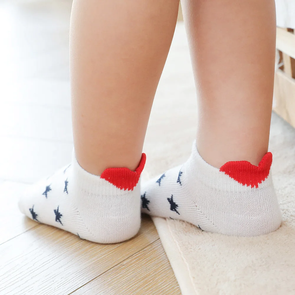 Calcetines cortos para bebé, medias de malla de algodón con corazón rojo, color blanco, 0 a 12 años, lote de 5 pares