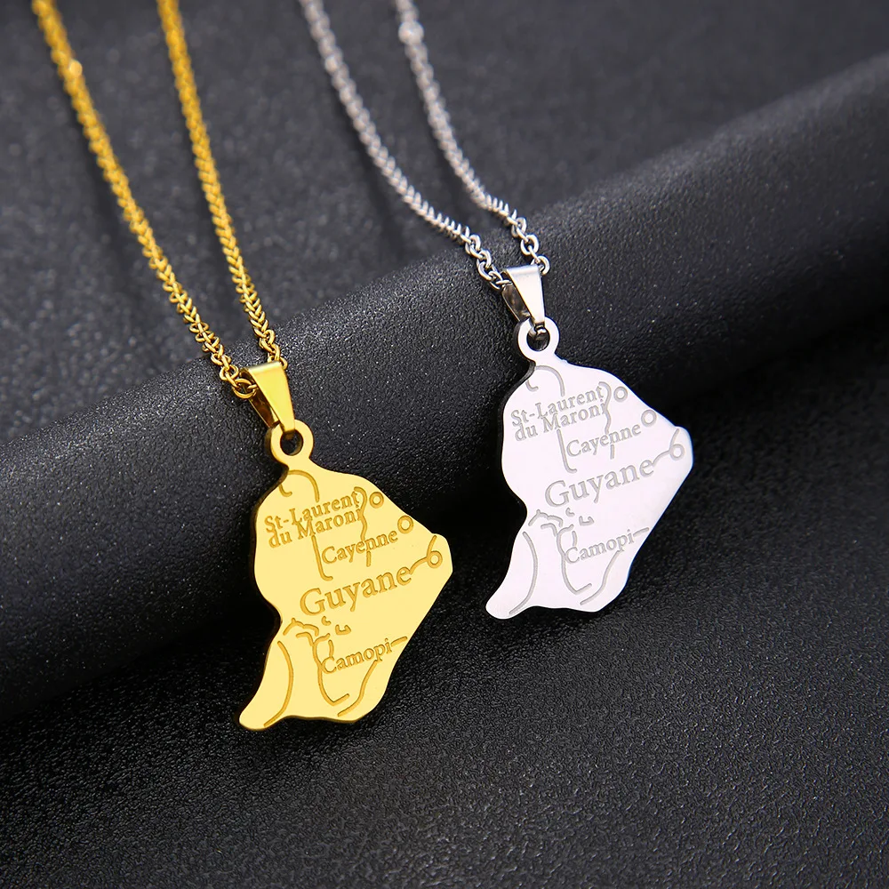 2024 new fashion stainless steel French Guyana pendant necklace temperament everything collarbone chain birthday anniversary sma