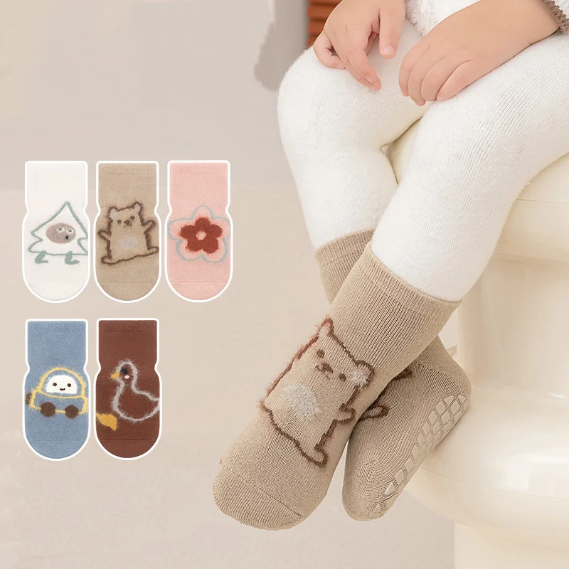 Girls And Boys Socks Cotton Cartoon Children's Socks Soft Girls Boys Winter Thick Warm Non-slip Children's Socks 0-5 Years Old