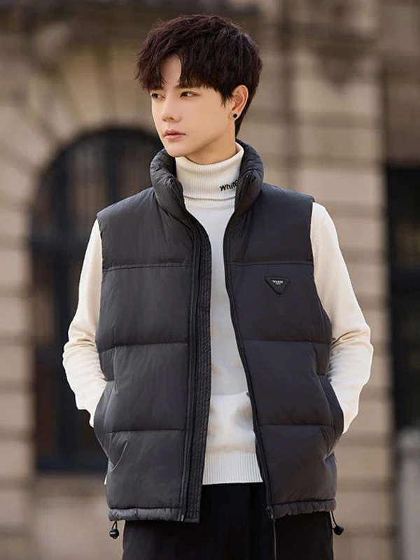 

Oversize Hong Kong Sle ort Quilted Jaet Men's Casual Japanese Warmth Vest Bread Stand Collar down Vest ex