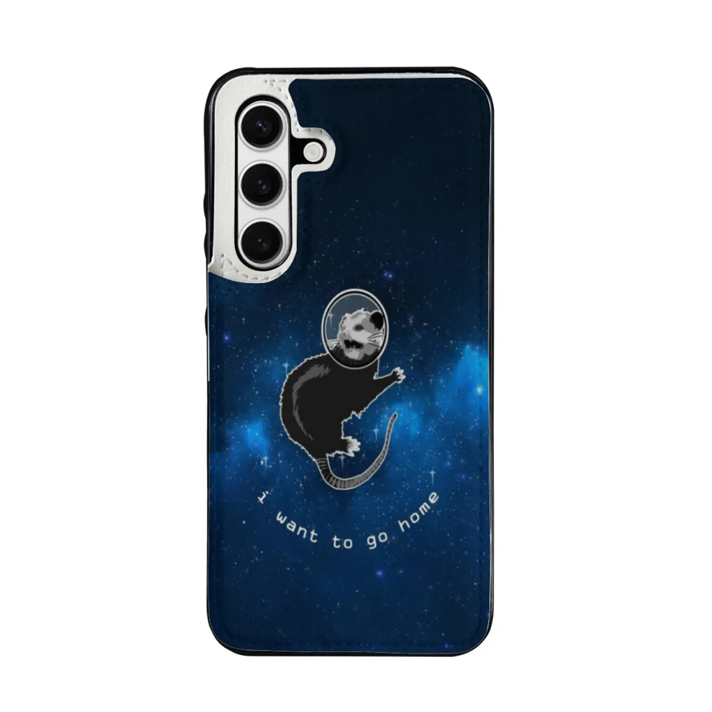 

Samsung S24 Series Clamshell Phone Case,Galaxy S24,S24 Plus,S24 Ultra Space Possum - Funny Introvert Anxiety Outer Space Design