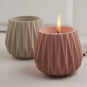 Ukuran Besar Bentuk Geometris Pot Bunga Cetakan Penanam Beton Tempat Pena Berlian Tempat Lilin Vas Semen Cetakan Silikon Dekorasi Rumah DIY 12 cetakan toples penjualan terbaik - №