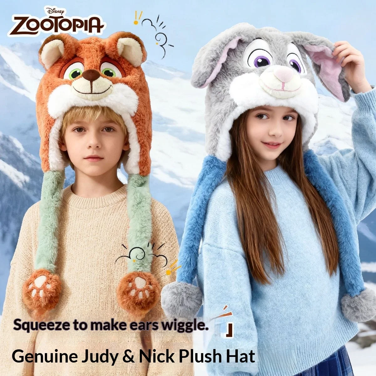 Winter nieuwe Nick & Judy pluche muts uit 2025 - Disney Zootopia 2 fleece gevoerde warme mutsen, officiële karakter wintermuts
