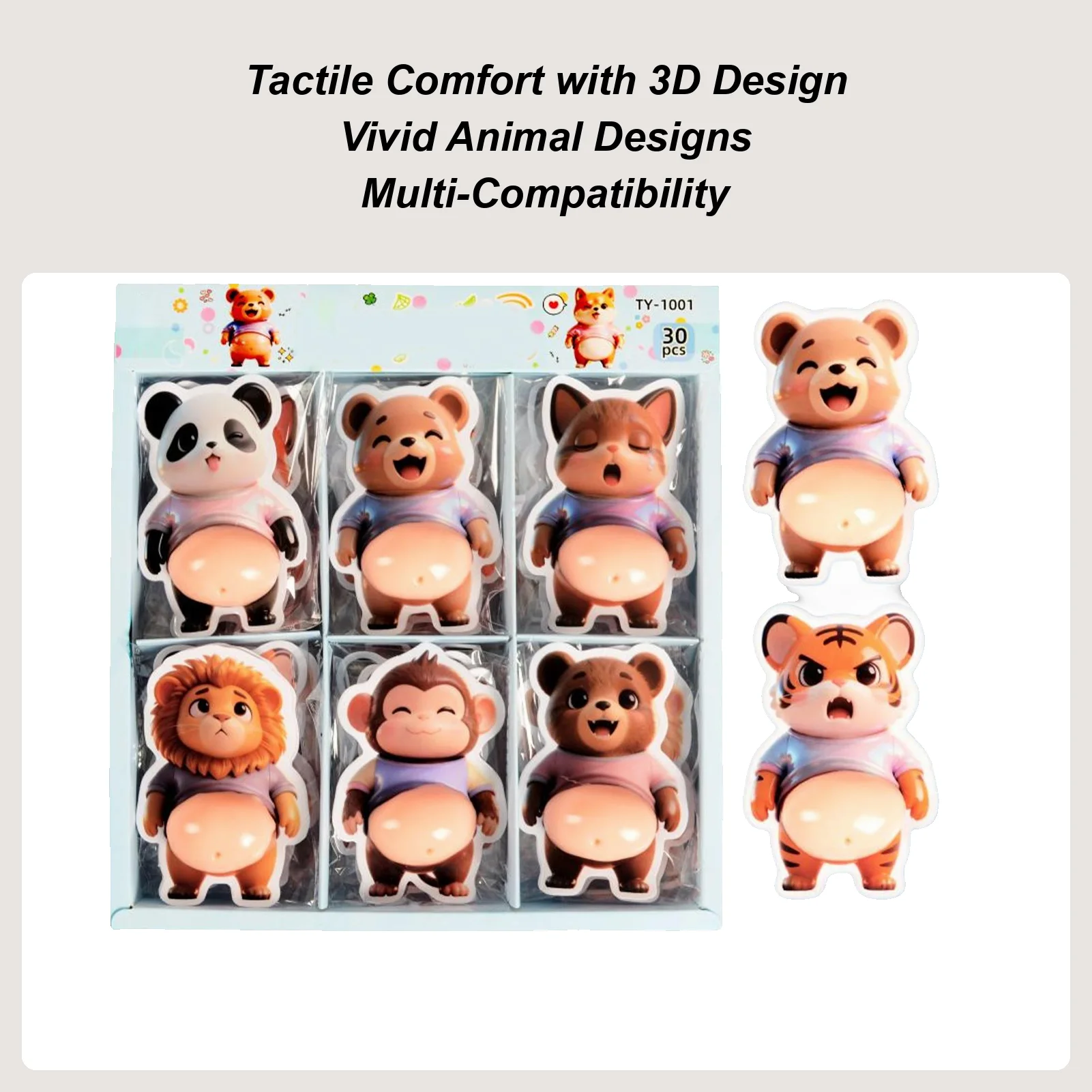 Pegatinas 3D, 30 Uds., calcomanías de álbum de recortes exprimibles con forma de Animal para botella de agua, portátil, teléfono, proyectos de manualidades DIY, regalos para niños