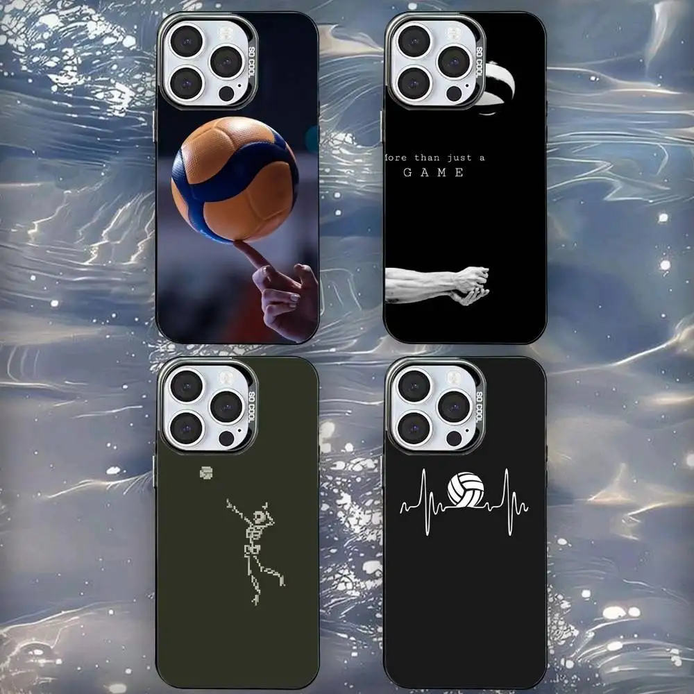 

Sport Volleyballs Phone Case For iPhone 16,15,14,13,12,11,Mini,Pro,SE,MAX Black Matte Shockproof Cover