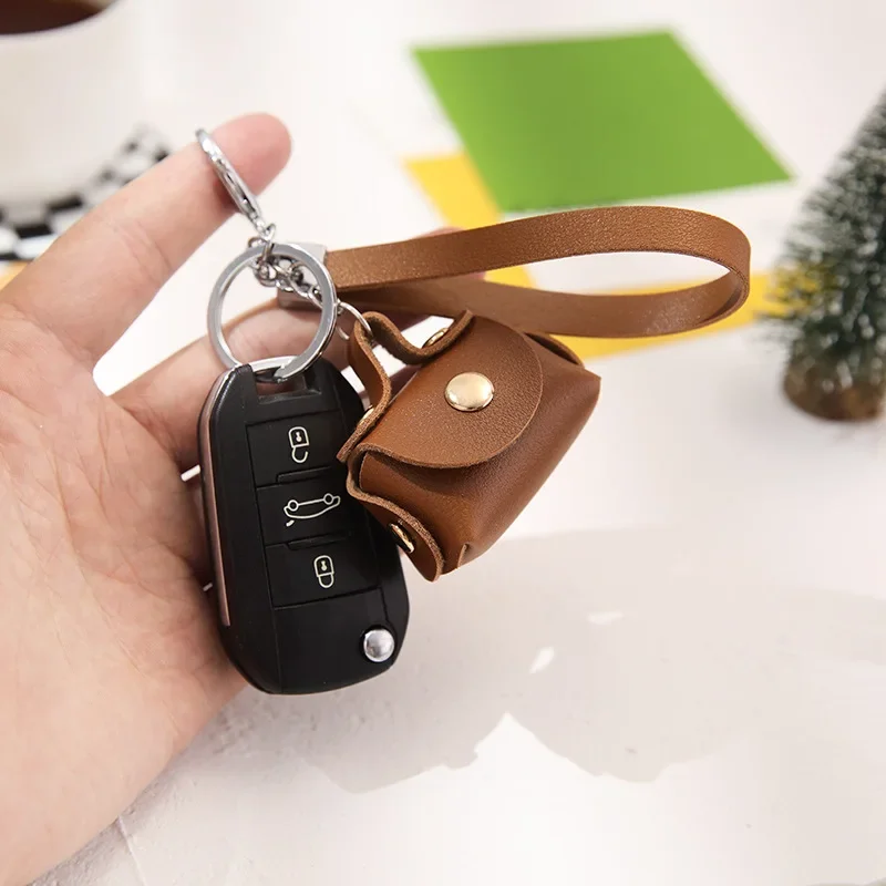 Soft Leather Housekeeper Keychain Coin Wallet Pouch Cute Coin Purses Women's Bags Mini Portable Storage Bag Small Earphone Box