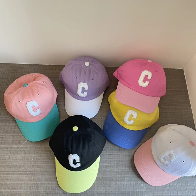 Baby Baseball Cap Fashion Stitching Children's Embroidered Letter C Hat Adjustable Breathable Sport Hat Toddler Casual Caps