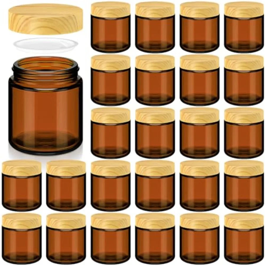 

2 Pcs Glass Jars with Lids Empty Small Glass Containers and Inner Liners Reusable Cosmetic Jars Round Airtight Bottles with Pla