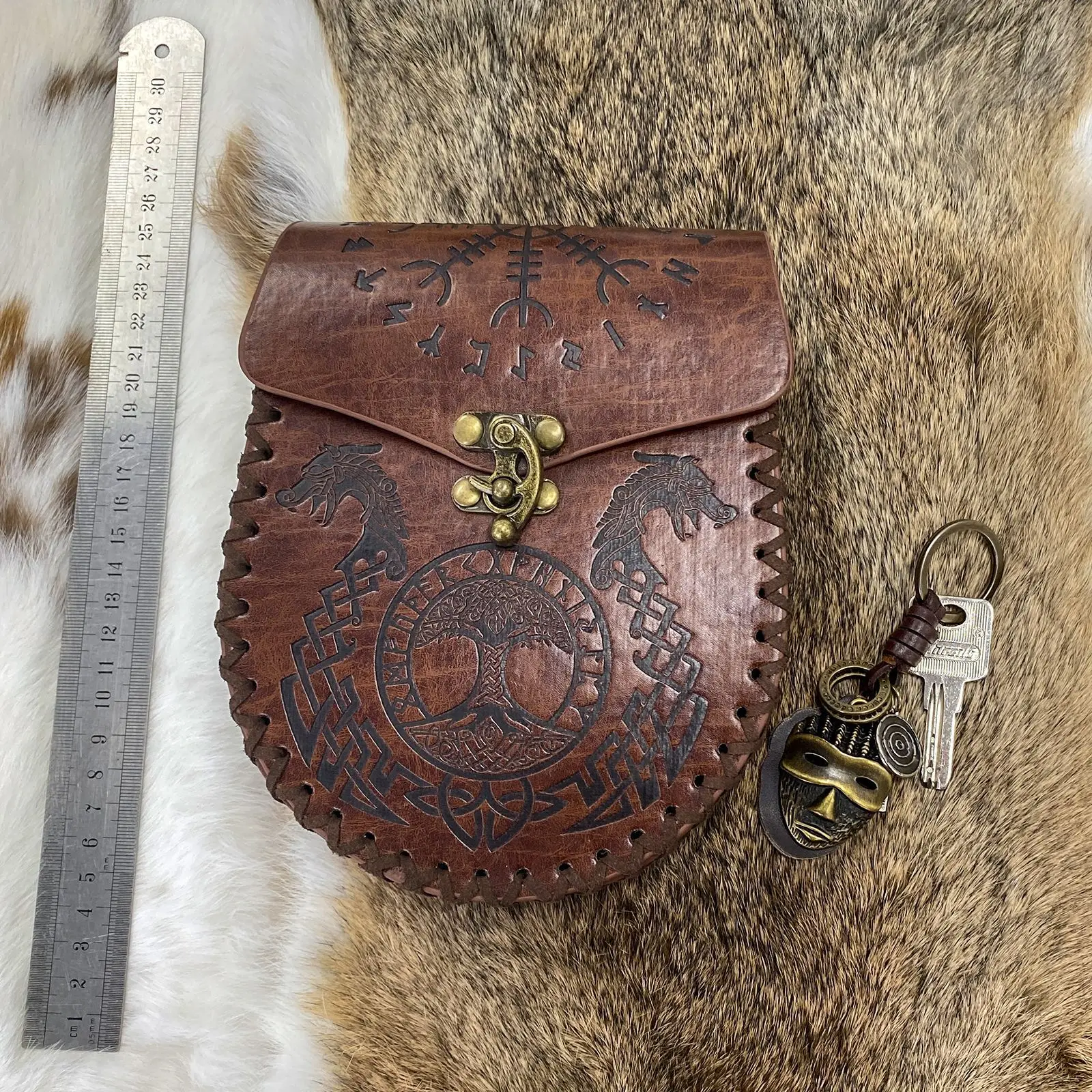 Renaissance Tasche Nordic Geprägte Gürteltasche Renaissance Kostüm Zubehör LARP Taille Tasche Cosplay Geldbörse Retro Mittelalter – Detail 7