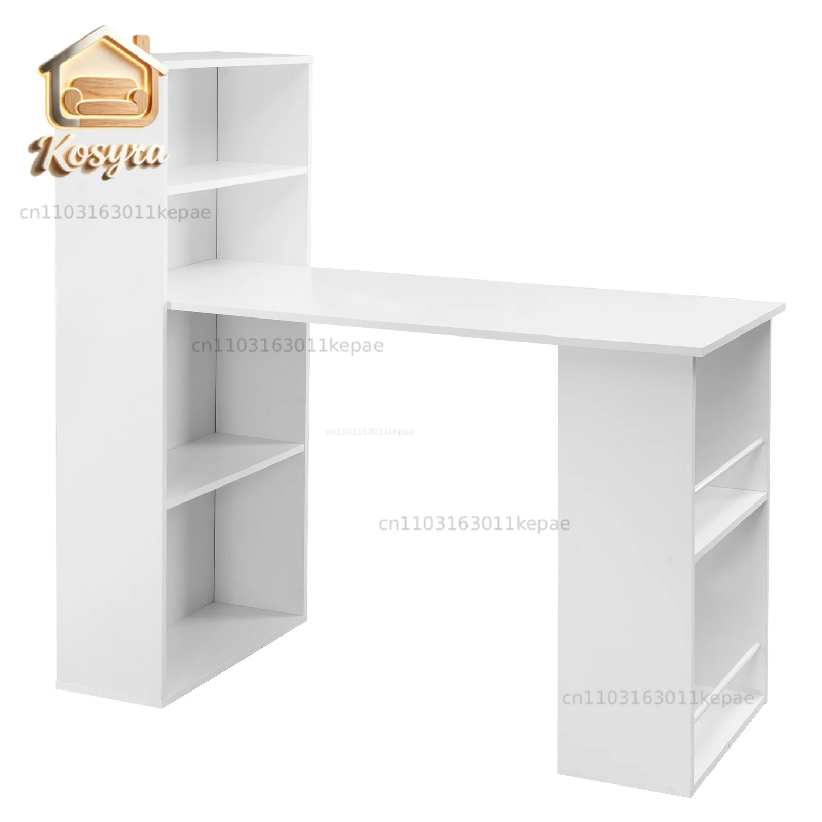 EUGAD 122x120x55cm Computer Office Desk Modern Corner Study Writing Work Table with Storage Shelves for Living Room Home Office