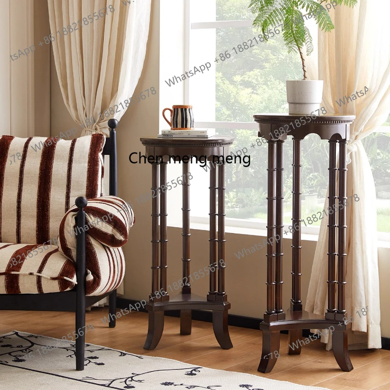 

American retro solid wood flower stand new balcony living room floor-to-ceiling flower pot stand