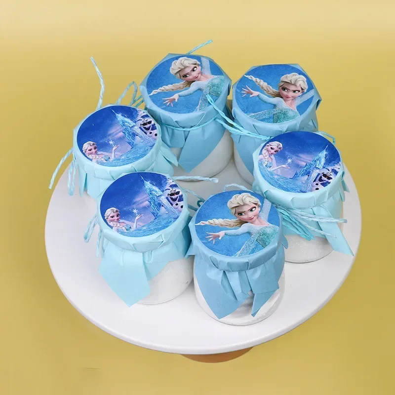 Anime Frozen Thema Meisje Verjaardagsfeestje Blauwe Serie Dessert Tafeldecoratie Elsa Prinses Boog Taart Plug-in Sticker Decoratie