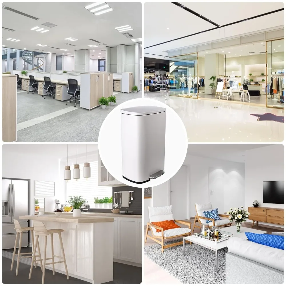 سلة مهملات increkid سعة 13.2 جالون، سلة قمامة مطبخ من الفولاذ المقاوم للصدأ مع دلاء داخلية وغطاء مفصلي، خطوة مستطيلة على الغبار