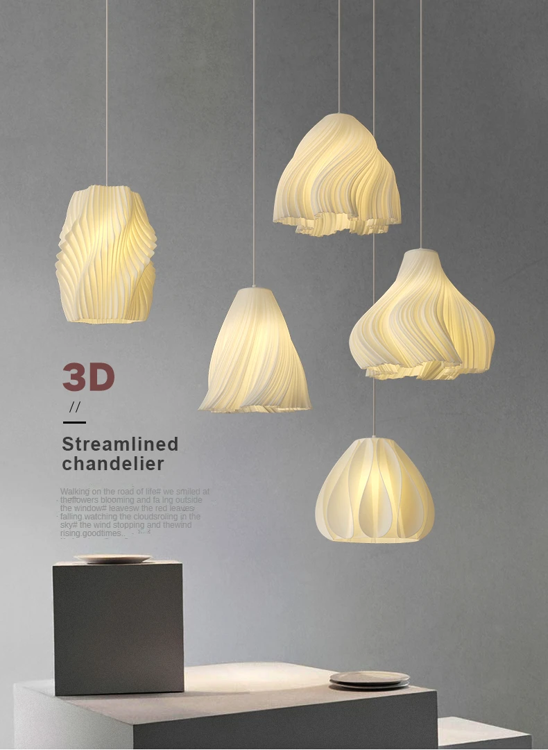 Modern Creative 3D Printing Ceiling Chandelier for living room Bedroom Bedside Restaurant Pendant Lights Dining Table Decor Lamp