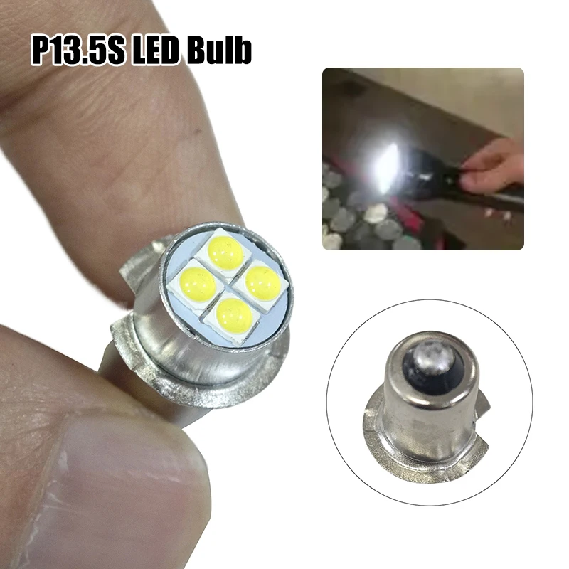 1*P13.5s High Brightness LED Bulb Indicator Lamp 10-60V 4W White Miniature Light Replace For Torch Flashlight Bicyle Work Lamp