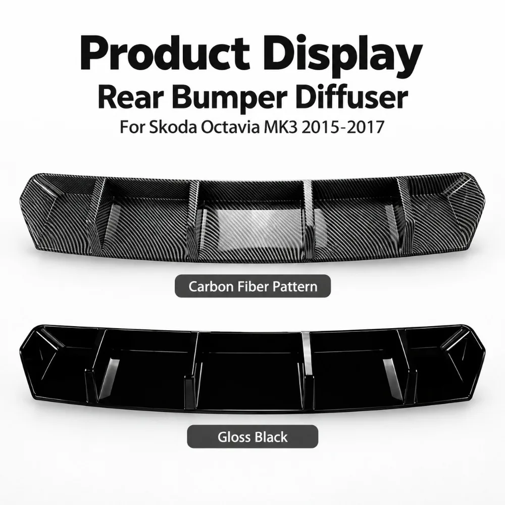 Rear Bumper Diffuser For Skoda Octavia MK3 2015-2017 Rear Lip Spoiler Body Kit Exterior Styling Auto Accessories Car Tuning Part view 5