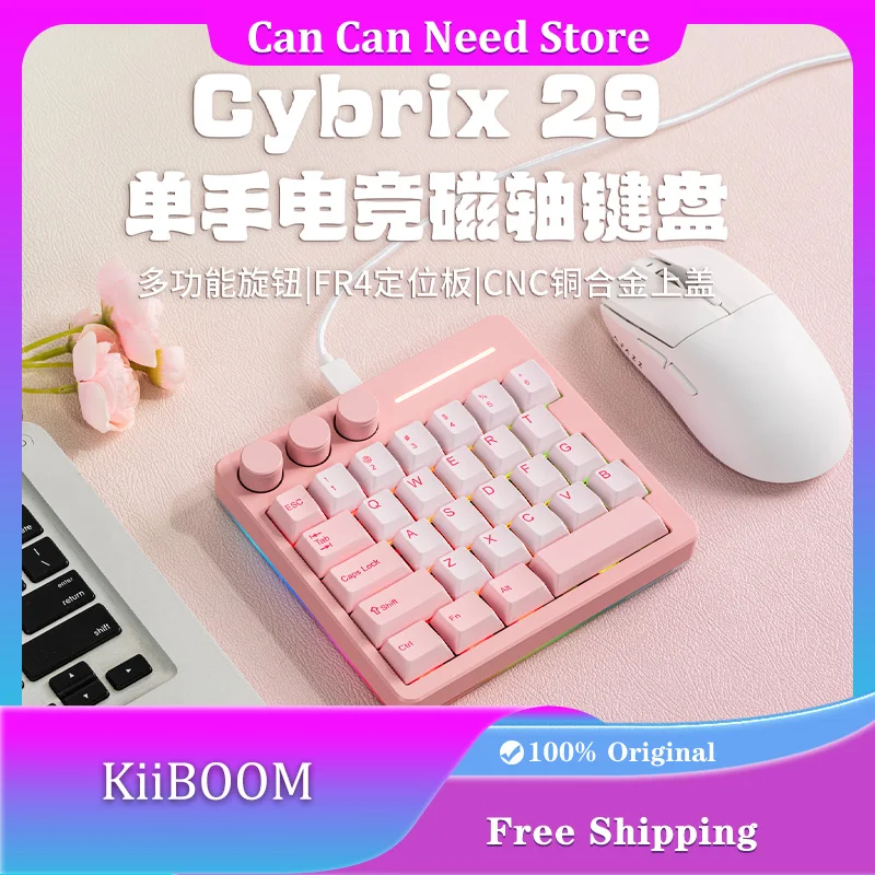 

KiiBOOM Cybrix 29 29 Keys+3 Knobs Rapid Fast Wired Hall Effect Magnetic Gaming Keyboard 8K CNC Aluminum & Acrylic Mini Keyboard