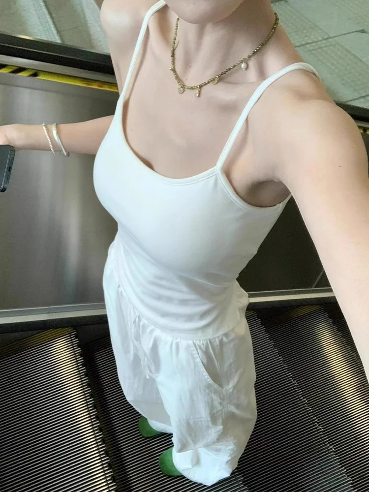 White Strapless Vest Women's Summer Inner Beauty Back Bra Integrated Sleeveless Base with Chest Pad Versatile Outerwear Top