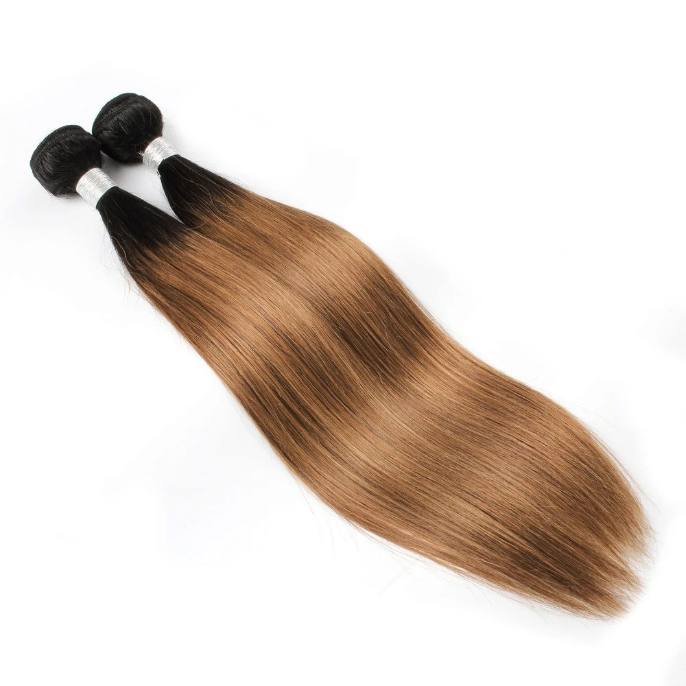 Gemlong-extensiones de cabello humano indio Remy, mechones de Color ombré T1B30, 300 g/lote, Color marrón medio con raíces oscuras, 10-24 pulgadas