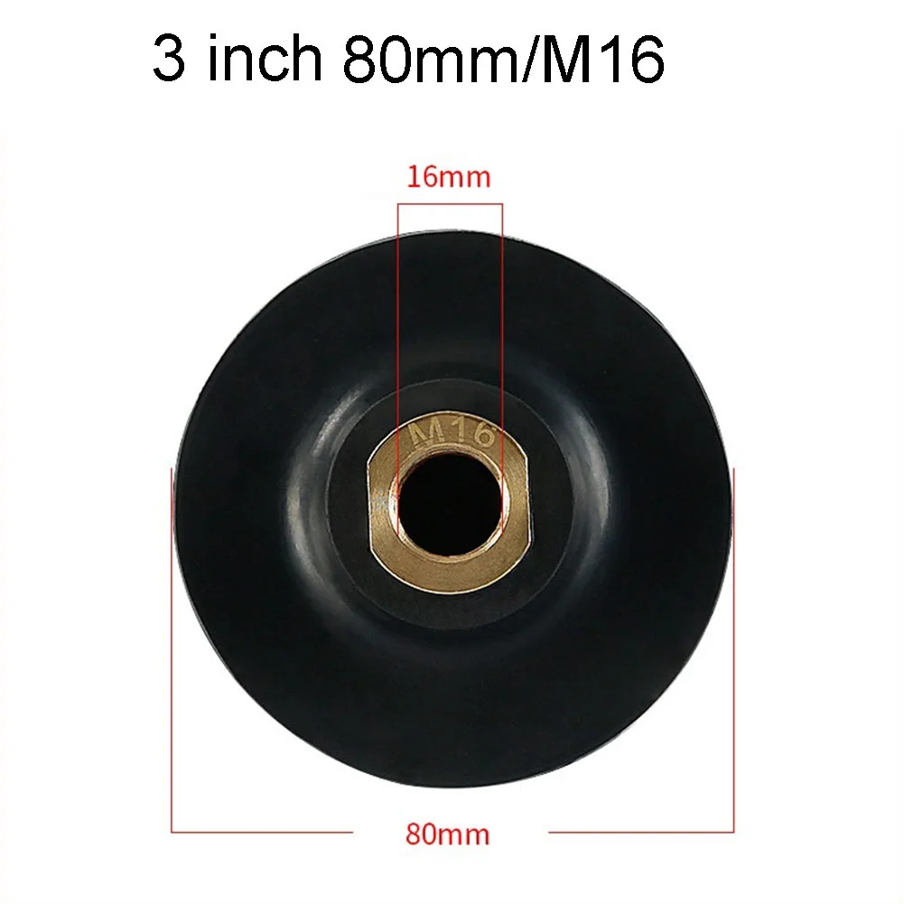 Useful Brand New Practical Rubber Backing Pad For Angle Grinder Holder Hook&Loop Replacement 3Inch/4Inch Black