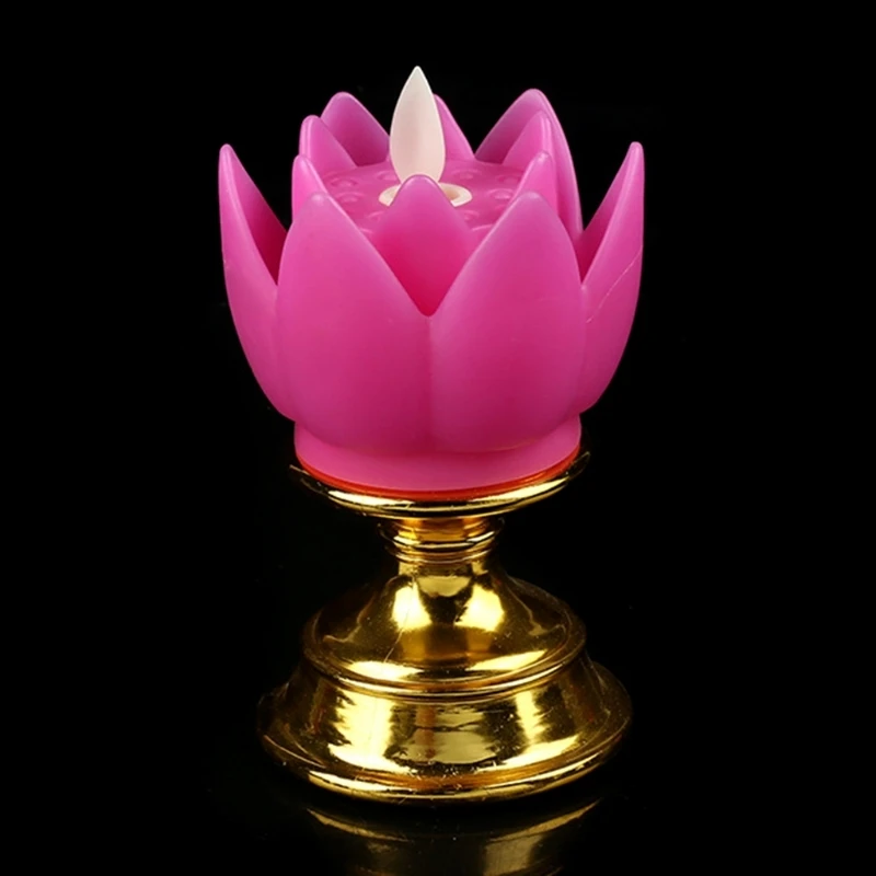 Electric Buddha Lotus Light Battery Operated Prayer Flicker LED Candle Tea Lamp