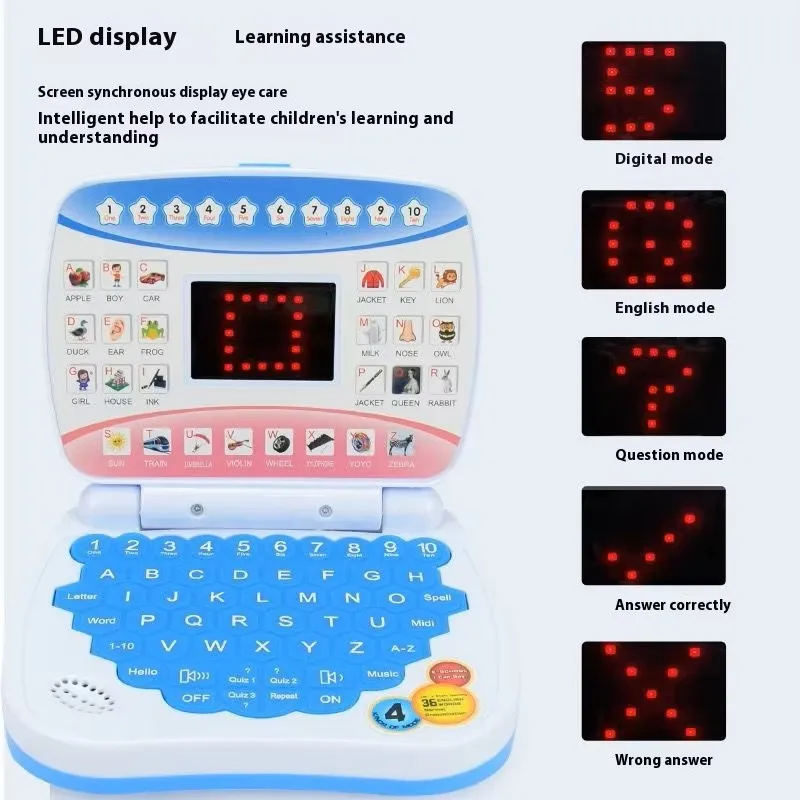 Mini Simulierte Laptop Frühe Bildung Maschine LED Display Lernen Gerät Musik Kinder Spielzeug