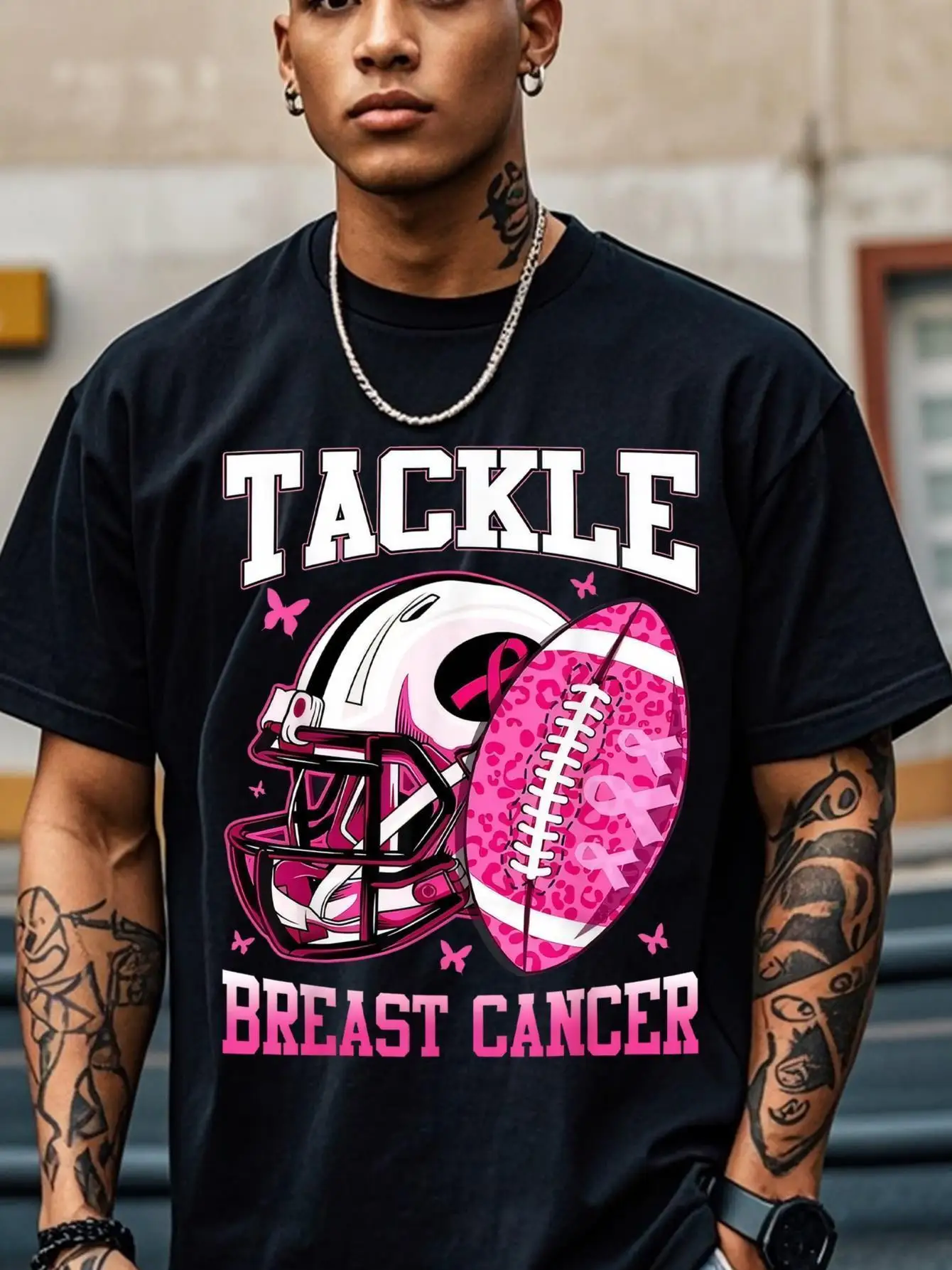 Men'S T-Shirt, Cancer Awareness Sports Shirt, Casual Crew Neck Shirt, Shirt, Humorous Shirt, Soft Hiking And Jogging Fitness-Friendly Shirt, Suitable for Adults, Men, Women, Teenagers, And Plus Sizes
