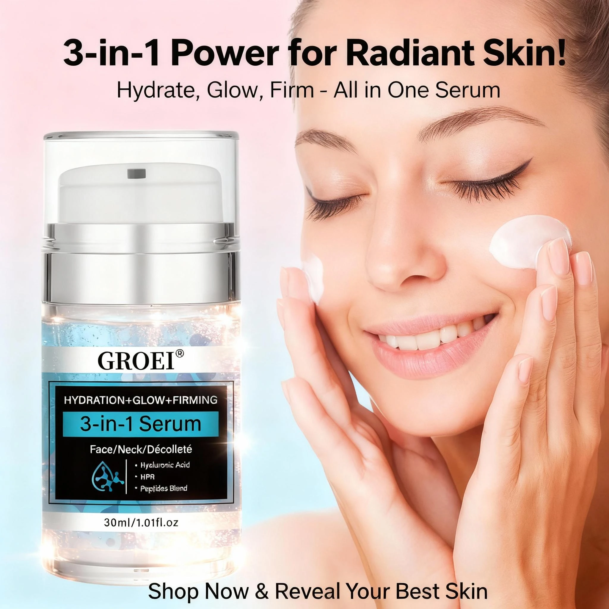 

60ml/30ml Triple-Action Serum Long-lasting hydration Naturally brightens skin Firms skin Gentle and non-irritating Skin care