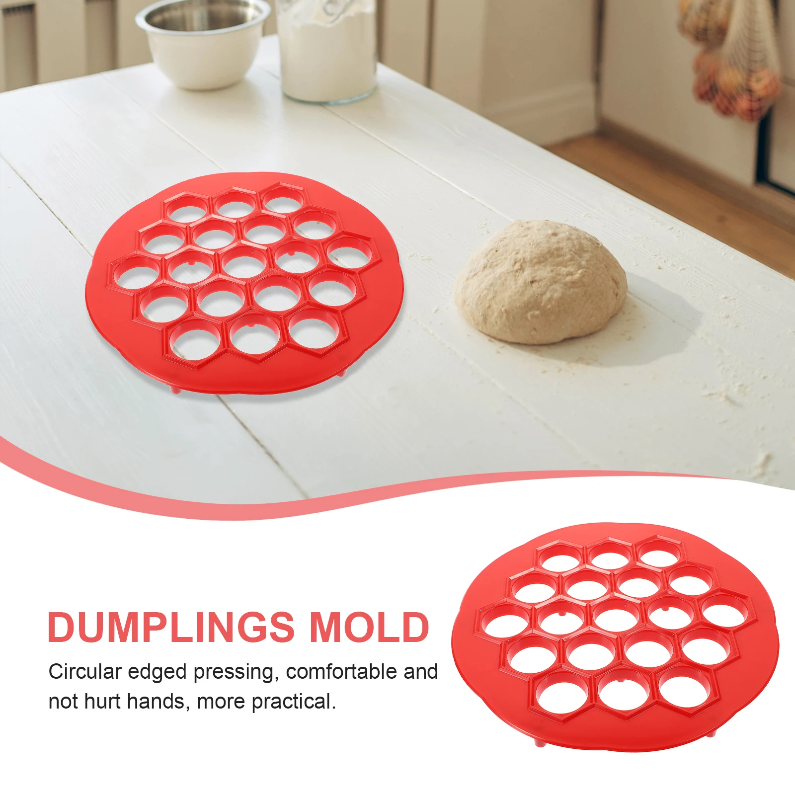 

19 Holes Dumpling Mold Maker Metal Ravioli Pierogi Empanada Press Kitchen Tool Red Large Size Easy Wash Storage