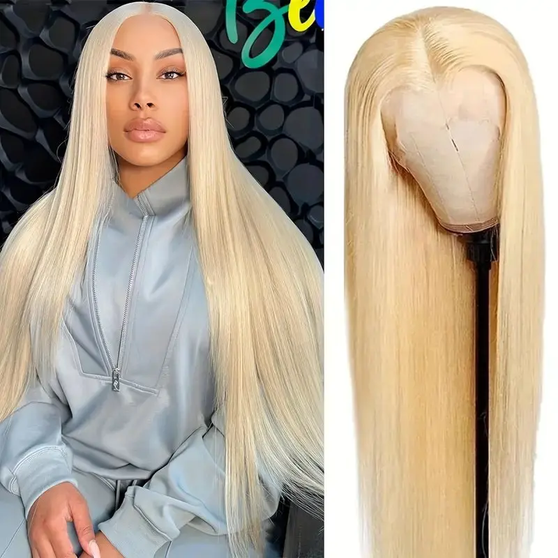 Rosabeauty 13x6 40Inches Blonde 13X4 Frontal Wig Preplucked 250% Straight Lace Front Human Hair Wigs For Women 613 HD Glueless