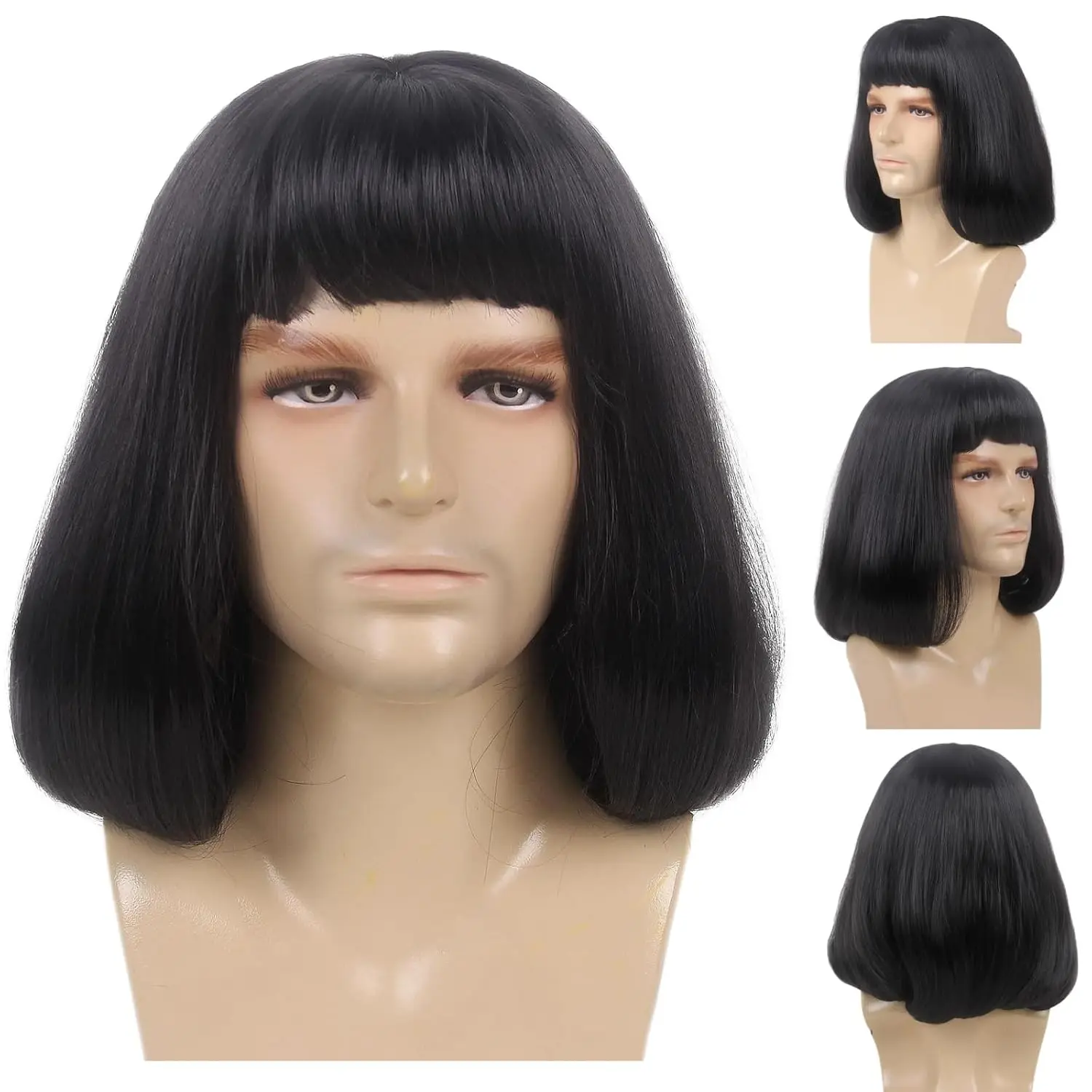 Wild Men's Wig Black Short Bob with Wolf Tail The Perfect Choice for Parties Cosplay Anime and All Occasions