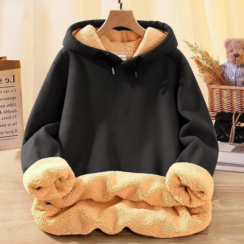 Orange Sweater Men\'s Cashmere Thickened Sweatshirts Winter Autumn and Winter Hooded Couple\'s Fashion Brand Cashmere Hoodies