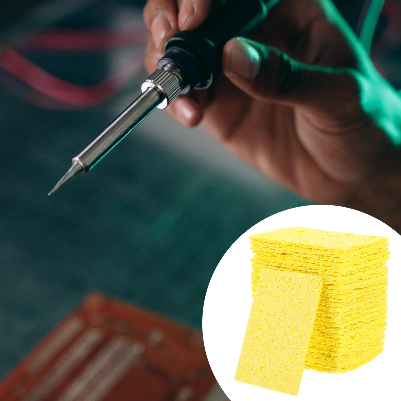 

50 шт., губка для чистки паяльника, квадратная портативная скруббер, устойчивая к высоким температурам, большая расширение, легкий вес